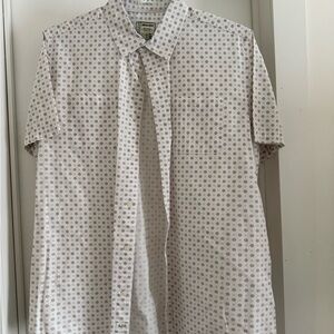 Alexander Julian White Short-Sleeve Button-Down Shirt with Gray Dot Print